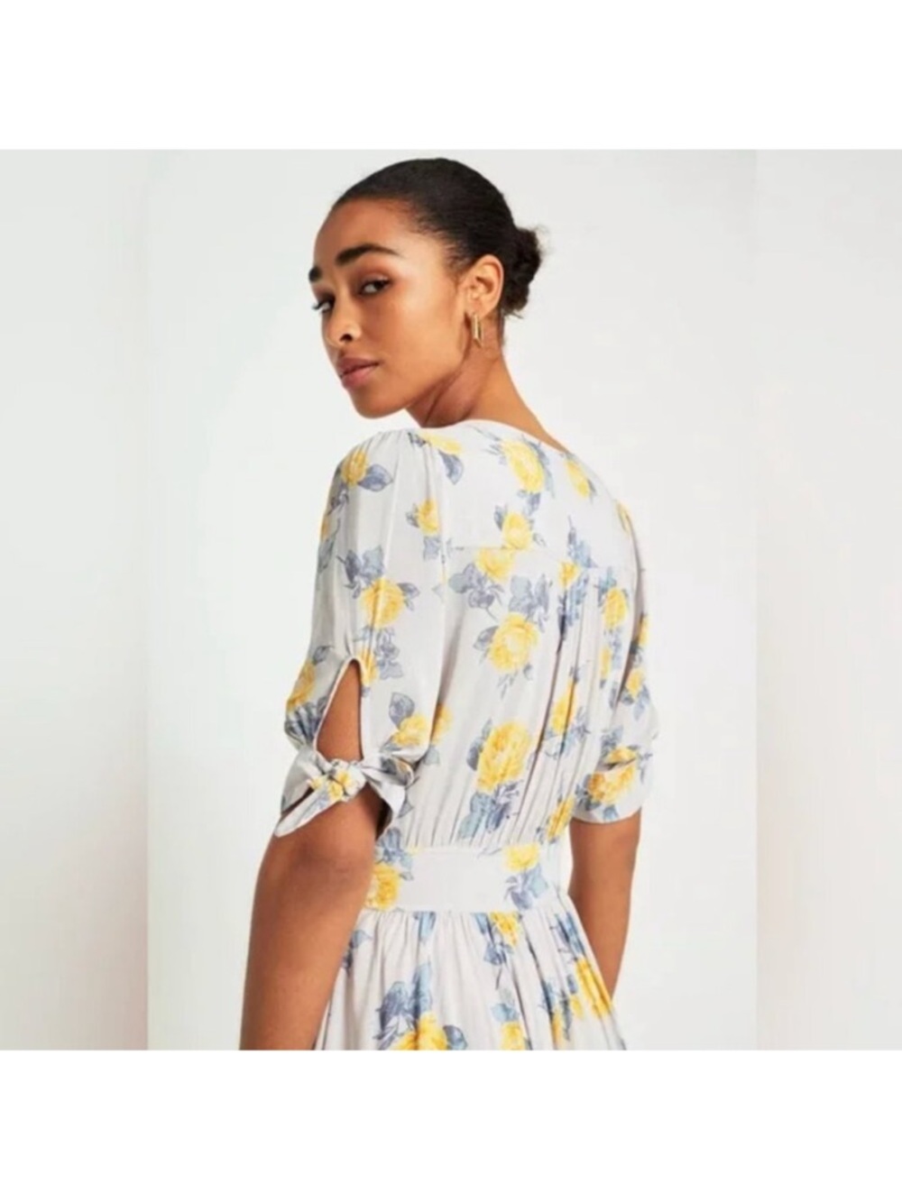 Free People Boho Floral Yellow & Blue Midi Dress - Picture 4 of 6
